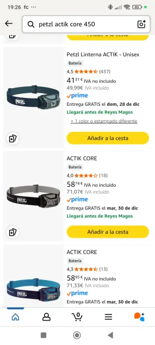 Linterna Petzl Actik 450 Lúmenes