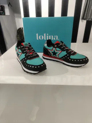 Tenis Lolita Mujer Negro y Turquesa