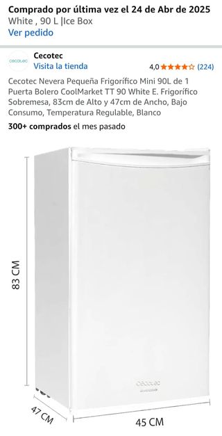 Cecotec Nevera Pequeña 90L