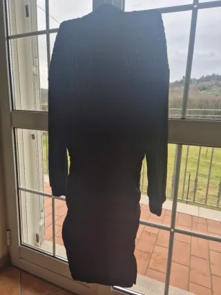 Vestito nero a costine taglia unica