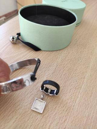 Conjunto Tous Plata: Pulsera, Anillo y Colgante