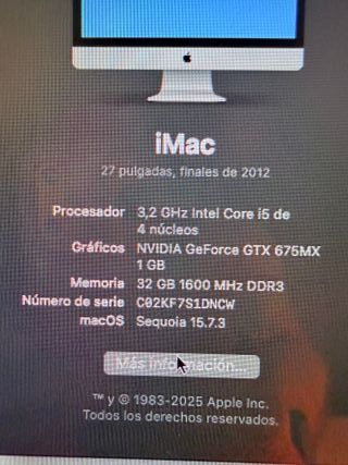 iMac 27 Finales 2012 Intel Core i5