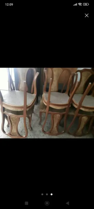 6 Sillas Vintage Madera y Tela