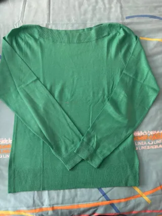 Jersey verde escote barco mujer, (talla pequeño)