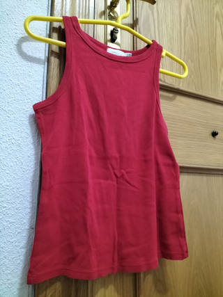 Top Zara Rojo sin Mangas Mujer Talla M