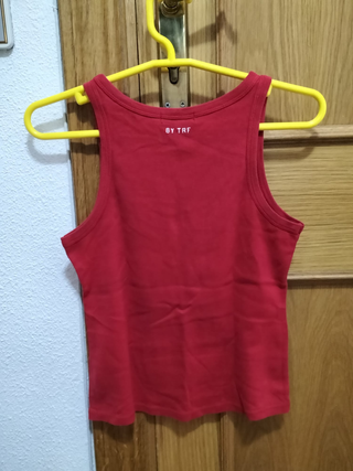 Top Zara Rojo sin Mangas Mujer Talla M
