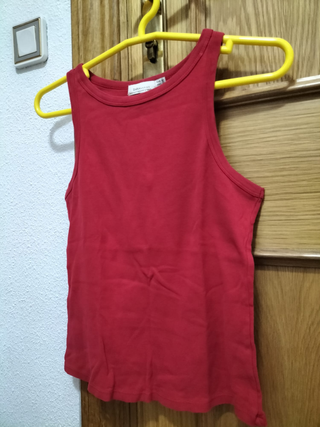 Top Zara Rojo sin Mangas Mujer Talla M