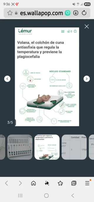 Cuna bebé Baby Drop Side(gratis) + Colchón Lemur