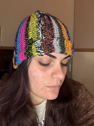 Cappello uncinetto cotone multicolor