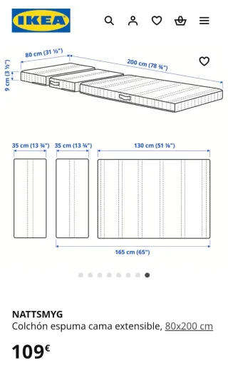 Colchón espuma para cama extensible IKEA