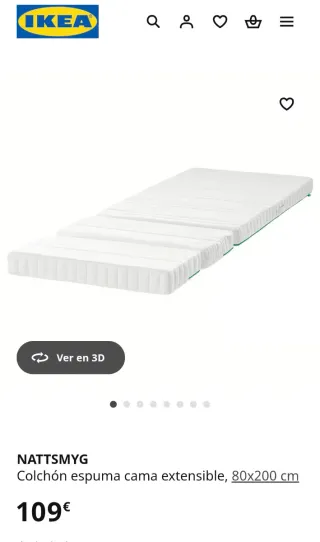 Colchón espuma para cama extensible IKEA