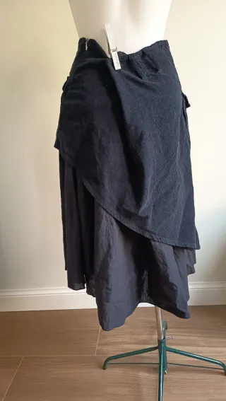 Gonna in velluto blu