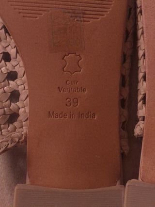 Sandalias Les Bagatelles Cuero Trenzado Beige