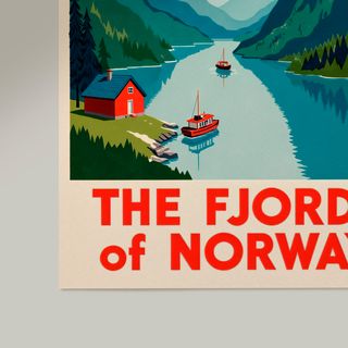 Póster vintage Fiordos de Noruega naturaleza