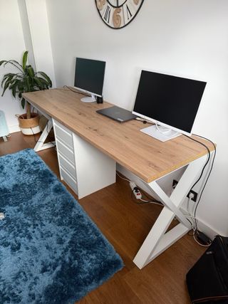 Patas de mesa X acero blanco mate