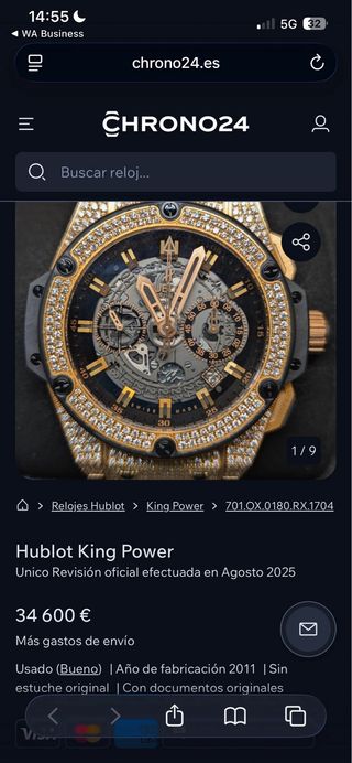 Hublot King Power Diamantes Oro Negro FULL SET.