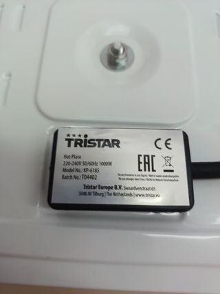 Hornillo eléctrico 1000W portátil 15 cm – Tristar