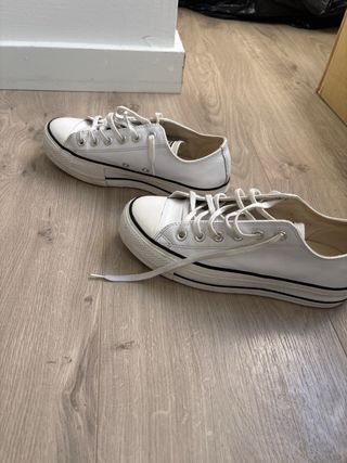Converse plataforma cuero blancas