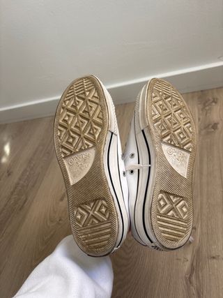 Converse plataforma cuero blancas