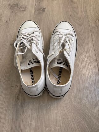 Converse plataforma cuero blancas