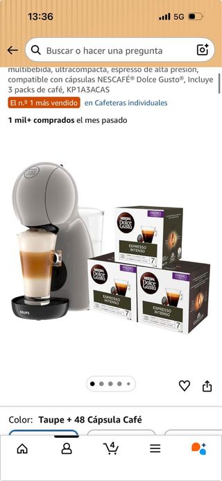 Cafetera Nescafé Dolce Gusto Taupe