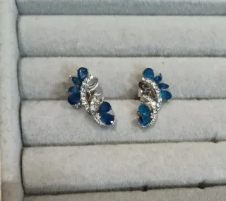 Pendientes Plata Ley Zafiro Azul