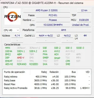 Procesador AMD Ryzen 3 3200G + Disipador