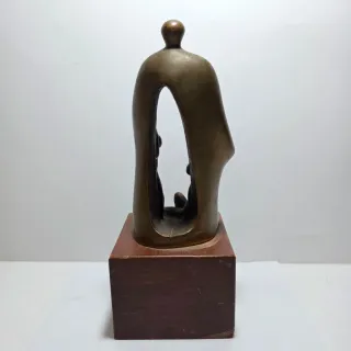 Scultura in bronzo astratta modernista famiglia