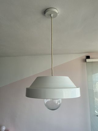 Lámpara colgante metal blanco y cristal