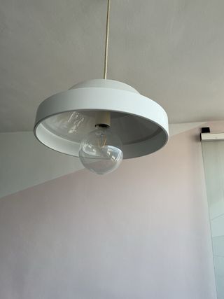 Lámpara colgante metal blanco y cristal