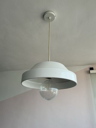 Lámpara colgante metal blanco y cristal