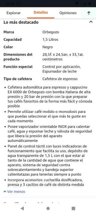 Cafetera Orbegozo EX 6000 Express