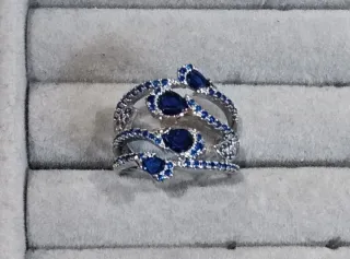 Anillo Plata Ley 925 Zafiro Azul