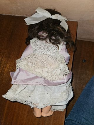 Bambola antica capelli veri corpo