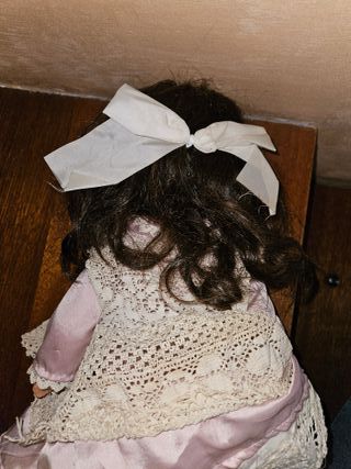 Bambola antica capelli veri corpo