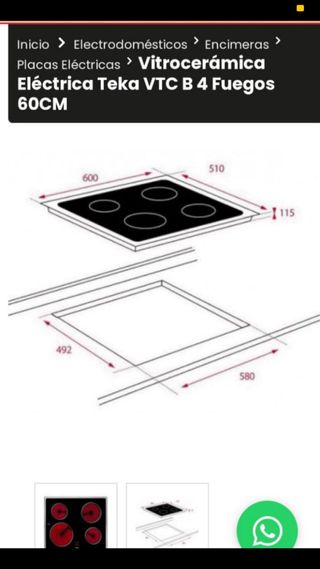 VITROCERAMICA TEKA POLIVALENTE 4 FUEGOS