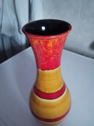 Vaso Ceramica Rosso Giallo anni 80