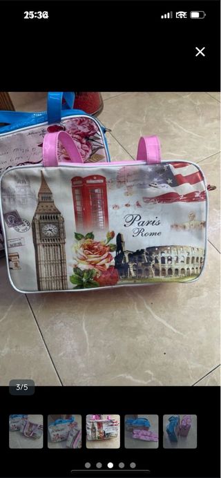 2 Bolsos de Viaje Rosas y Monumentos