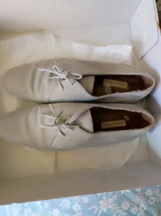 Mocasines Zara Mujer Talla 38 Beige. Ante piel.