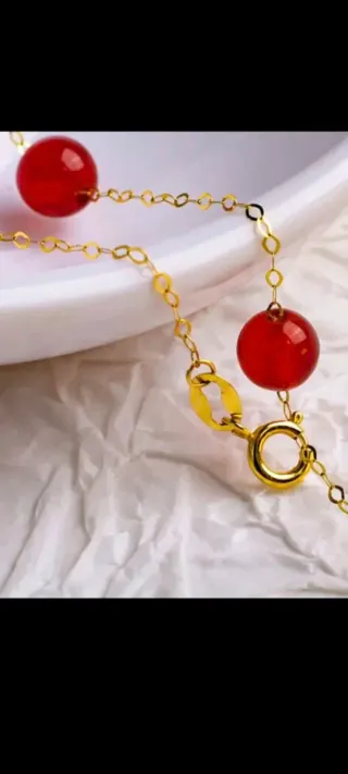 Collana Oro 750 con Perle Rosse