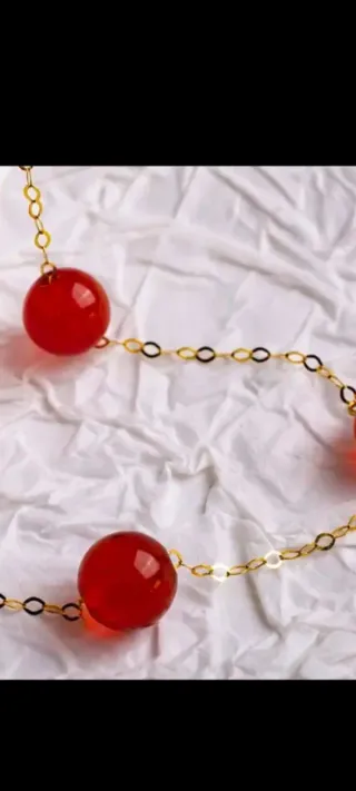 Collana Oro 750 con Perle Rosse