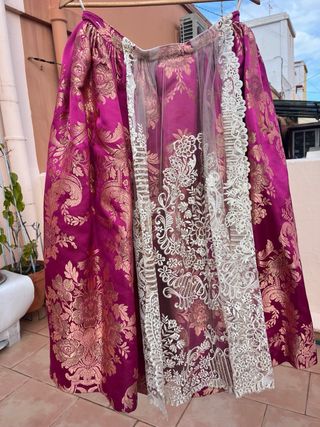 Traje Fallera Niña Rosa y Morado