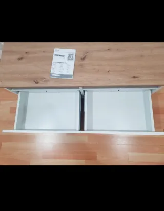 Mueble TV madera y blanco