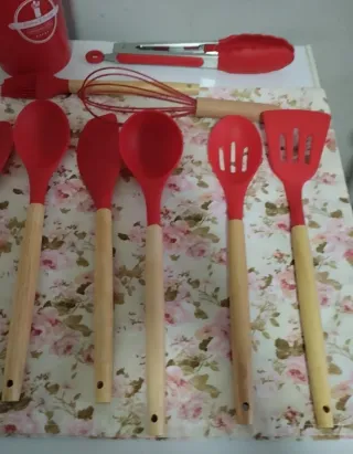 Set Mestoli Cucina Silicone e Legno