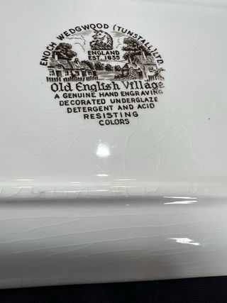 Bandeja cerámica inglesa marrón y blanca