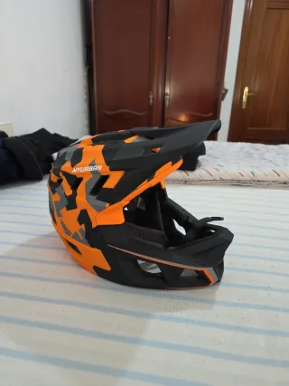 Casco integral naranja talla L