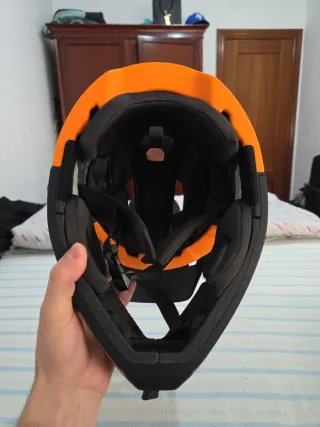 Casco integral naranja talla L