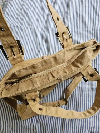 Bolso Adolfo Domínguez Beige y Azul Textil