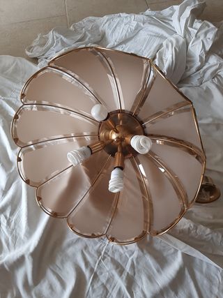 Lampadario Vetro Murano Oro Trasparente Anni 90