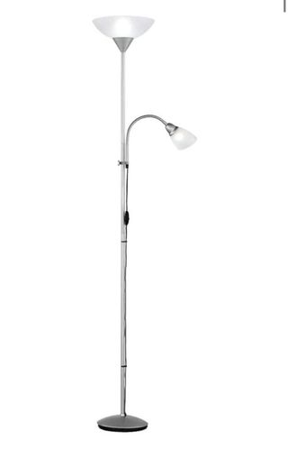 Lámpara de pie doble luz metal y cristal